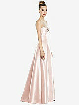Side View Thumbnail - Blush Bow Cuff Strapless Satin Ball Gown with Pockets