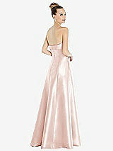 Rear View Thumbnail - Blush Bow Cuff Strapless Satin Ball Gown with Pockets
