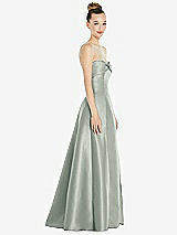 Side View Thumbnail - Willow Green Bow Cuff Strapless Satin Ball Gown with Pockets