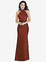 Front View Thumbnail - Auburn Moon Scarf Tie High-Neck Halter Maxi Slip Dress