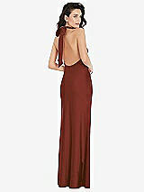 Rear View Thumbnail - Auburn Moon Scarf Tie High-Neck Halter Maxi Slip Dress