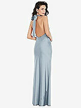 Rear View Thumbnail - Mist Scarf Tie High-Neck Halter Maxi Slip Dress