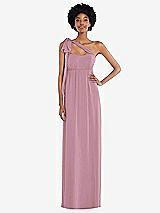 Alt View 2 Thumbnail - Dusty Pink Convertible Tie-Shoulder Empire Waist Maxi Dress