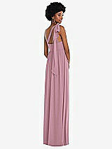 Alt View 3 Thumbnail - Dusty Pink Convertible Tie-Shoulder Empire Waist Maxi Dress