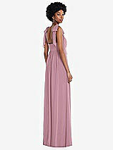 Rear View Thumbnail - Dusty Pink Convertible Tie-Shoulder Empire Waist Maxi Dress