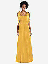 Front View Thumbnail - NYC Yellow Convertible Tie-Shoulder Empire Waist Maxi Dress