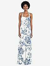 Alt View 1 Thumbnail - Cottage Rose Dusk Blue Convertible Tie-Shoulder Empire Waist Maxi Dress