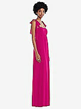 Side View Thumbnail - Think Pink Convertible Tie-Shoulder Empire Waist Maxi Dress