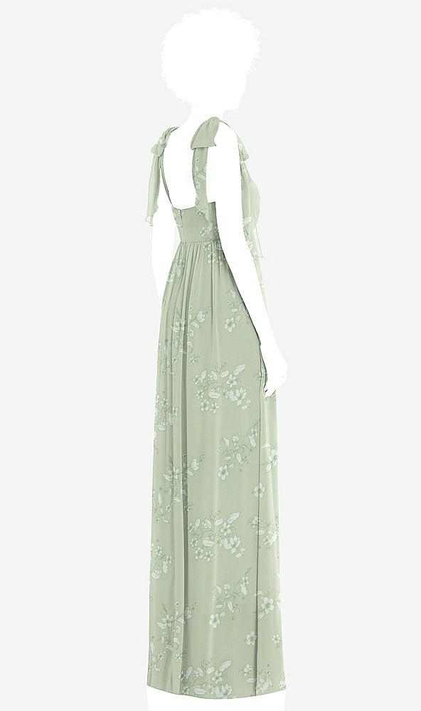 Back View - Vintage Primrose Sage Convertible Tie-Shoulder Empire Waist Maxi Dress