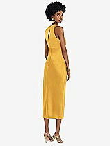 Rear View Thumbnail - NYC Yellow Jewel Neck Sleeveless Midi Dress with Bias Skirt