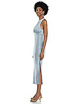 Side View Thumbnail - Mist Jewel Neck Sleeveless Midi Dress with Bias Skirt