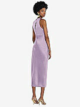 Rear View Thumbnail - Pale Purple Jewel Neck Sleeveless Midi Dress with Bias Skirt