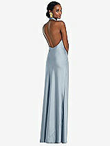Rear View Thumbnail - Mist Scarf Tie Stand Collar Maxi Dress with Front Slit