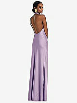 Rear View Thumbnail - Pale Purple Scarf Tie Stand Collar Maxi Dress with Front Slit