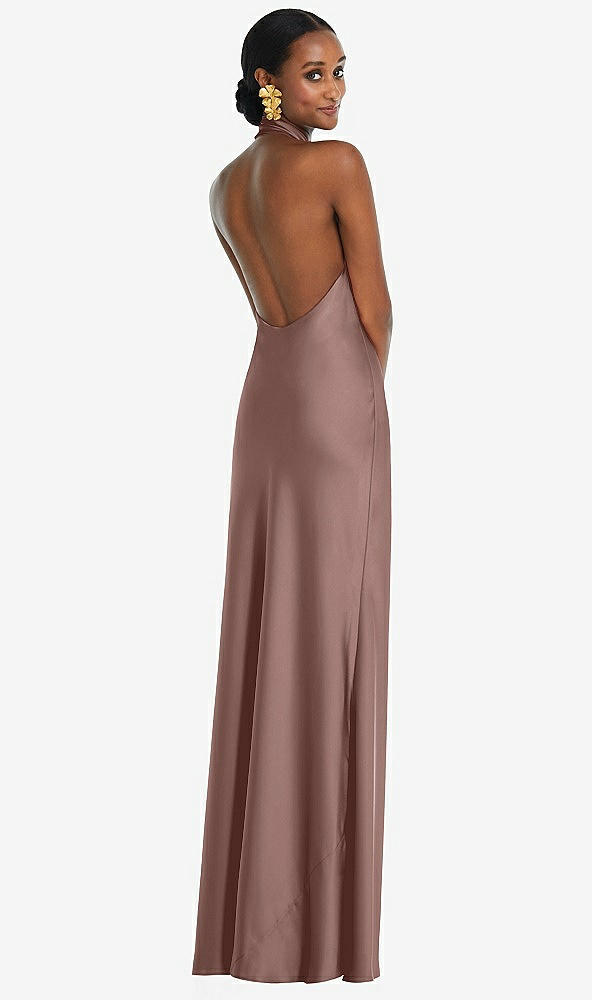 Back View - Sienna Scarf Tie Stand Collar Maxi Dress with Front Slit