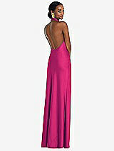 Rear View Thumbnail - Think Pink Scarf Tie Stand Collar Maxi Dress with Front Slit