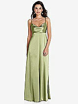 Front View Thumbnail - Mint Cowl-Neck Empire Waist Maxi Dress with Adjustable Straps