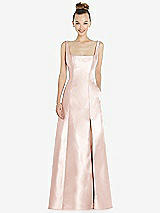 Front View Thumbnail - Blush Sleeveless Square-Neck Princess Line Gown with Pockets