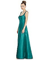 Side View Thumbnail - Jade Sleeveless Square-Neck Princess Line Gown with Pockets