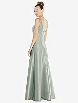 Rear View Thumbnail - Willow Green Sleeveless Square-Neck Princess Line Gown with Pockets