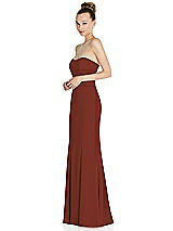 Side View Thumbnail - Auburn Moon Strapless Princess Line Crepe Mermaid Gown