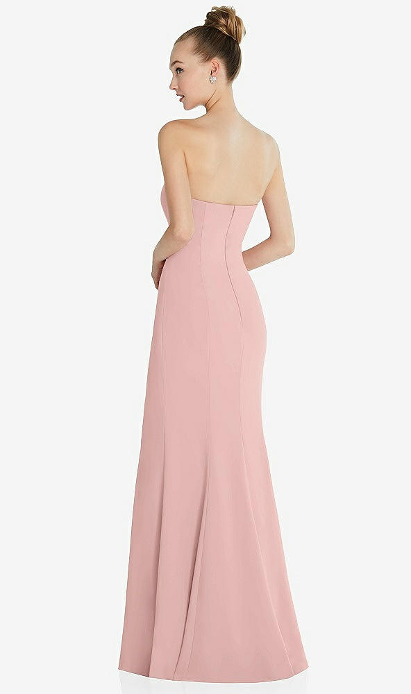 Back View - Rose - PANTONE Rose Quartz Strapless Princess Line Crepe Mermaid Gown