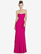 Front View Thumbnail - Think Pink Strapless Princess Line Crepe Mermaid Gown
