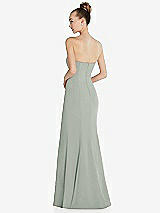 Rear View Thumbnail - Willow Green Strapless Princess Line Crepe Mermaid Gown