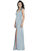 Side View Thumbnail - Mist Flat Tie-Shoulder Empire Waist Maxi Dress with Front Slit