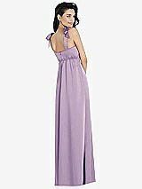Rear View Thumbnail - Pale Purple Flat Tie-Shoulder Empire Waist Maxi Dress with Front Slit