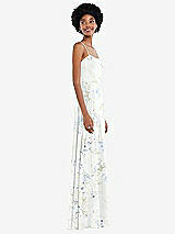 Side View Thumbnail - Bleu Garden Scoop Neck Convertible Tie-Strap Maxi Dress with Front Slit