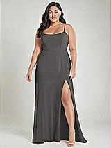 Alt View 2 Thumbnail - Caviar Gray Scoop Neck Convertible Tie-Strap Maxi Dress with Front Slit