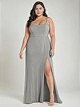 Alt View 2 Thumbnail - Chelsea Gray Scoop Neck Convertible Tie-Strap Maxi Dress with Front Slit