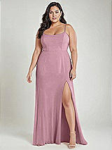 Alt View 2 Thumbnail - Dusty Pink Scoop Neck Convertible Tie-Strap Maxi Dress with Front Slit