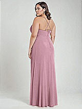 Alt View 3 Thumbnail - Dusty Pink Scoop Neck Convertible Tie-Strap Maxi Dress with Front Slit