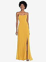Alt View 1 Thumbnail - NYC Yellow Scoop Neck Convertible Tie-Strap Maxi Dress with Front Slit