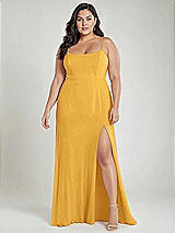 Alt View 2 Thumbnail - NYC Yellow Scoop Neck Convertible Tie-Strap Maxi Dress with Front Slit