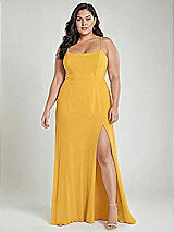 Alt View 2 Thumbnail - NYC Yellow Scoop Neck Convertible Tie-Strap Maxi Dress with Front Slit