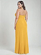 Alt View 3 Thumbnail - NYC Yellow Scoop Neck Convertible Tie-Strap Maxi Dress with Front Slit