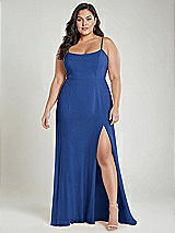 Alt View 2 Thumbnail - Classic Blue Scoop Neck Convertible Tie-Strap Maxi Dress with Front Slit