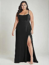 Alt View 2 Thumbnail - Black Scoop Neck Convertible Tie-Strap Maxi Dress with Front Slit