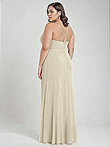 Alt View 3 Thumbnail - Champagne Scoop Neck Convertible Tie-Strap Maxi Dress with Front Slit