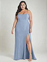 Alt View 2 Thumbnail - Cloudy Scoop Neck Convertible Tie-Strap Maxi Dress with Front Slit