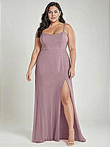 Alt View 2 Thumbnail - Dusty Rose Scoop Neck Convertible Tie-Strap Maxi Dress with Front Slit