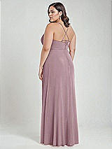 Alt View 3 Thumbnail - Dusty Rose Scoop Neck Convertible Tie-Strap Maxi Dress with Front Slit