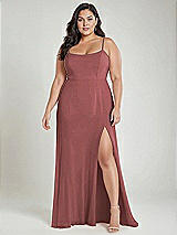 Alt View 2 Thumbnail - English Rose Scoop Neck Convertible Tie-Strap Maxi Dress with Front Slit