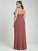 Alt View 3 Thumbnail - English Rose Scoop Neck Convertible Tie-Strap Maxi Dress with Front Slit