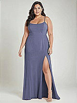 Alt View 2 Thumbnail - French Blue Scoop Neck Convertible Tie-Strap Maxi Dress with Front Slit