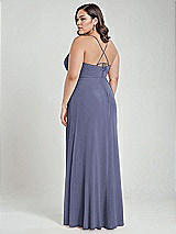 Alt View 3 Thumbnail - French Blue Scoop Neck Convertible Tie-Strap Maxi Dress with Front Slit