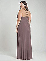 Alt View 3 Thumbnail - French Truffle Scoop Neck Convertible Tie-Strap Maxi Dress with Front Slit